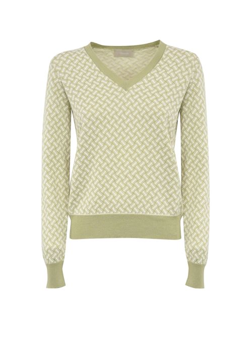 Maglia in cotone e lino The Verde/Bianco DRUMOHR | L2B481BU 00001B49